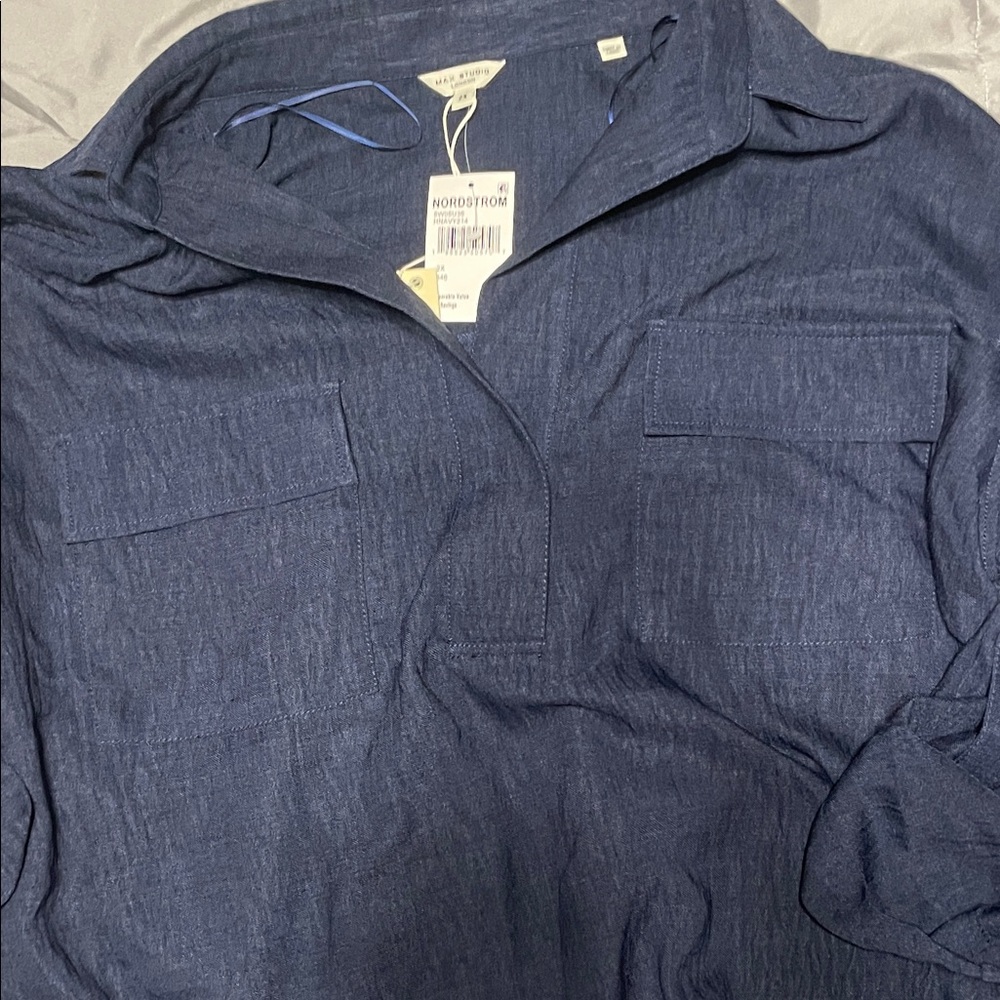 Max Studio Charcoal Button-Up Shirt